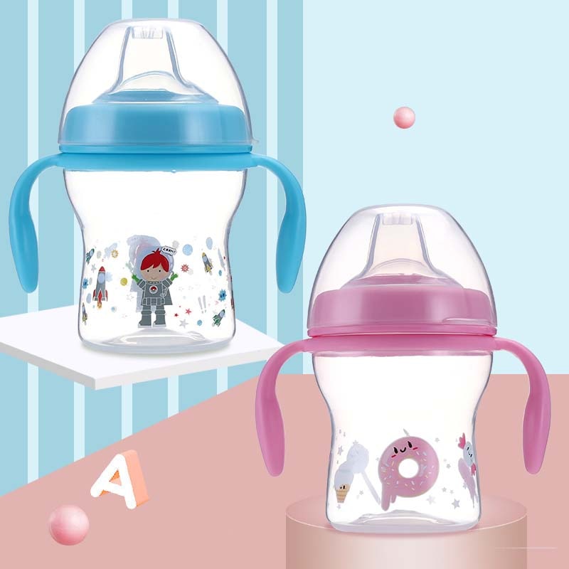 Safely Baby Water Milk Training Bottle Children Leak-proof Drinking Cups Baby Sippy Cup Feeding Drinking Handle Bottles 240ML